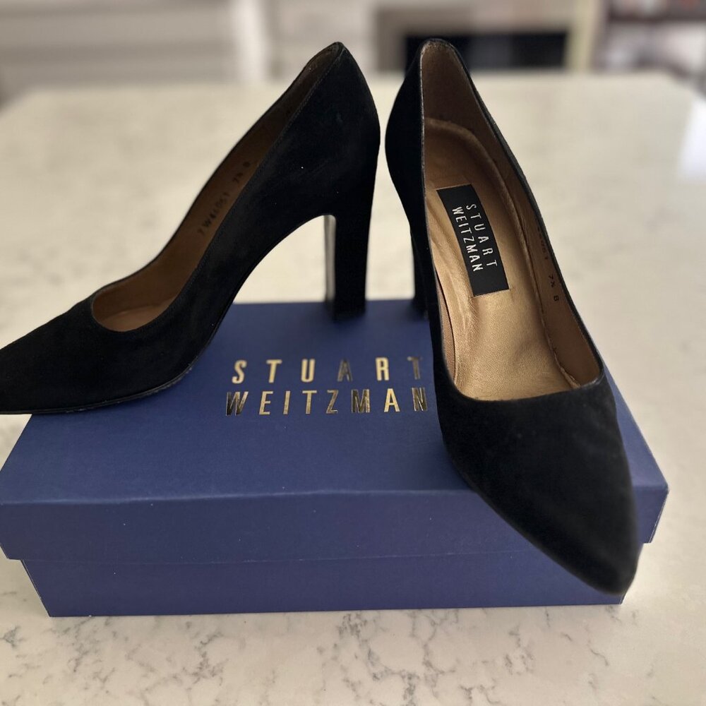 Stuart Weitzman TARA Black Suede, Size 7.5B